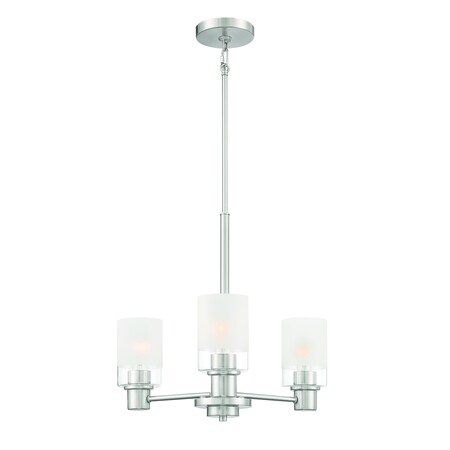 Designers Fountain Cedar Lane 3 Light Modern Brushed Nickel with Clear Etched Glass Shades Chandelier For Dining Rooms D236M-3CH-BN